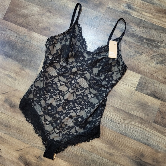 Popilush Black Lace V Neck Shapewear Tummy Control Bodysuit Size XL - Picture 8 of 12